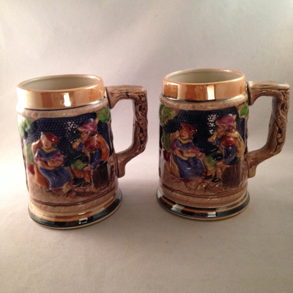 Vintage Hand Painted Beer Steins Made In Japan