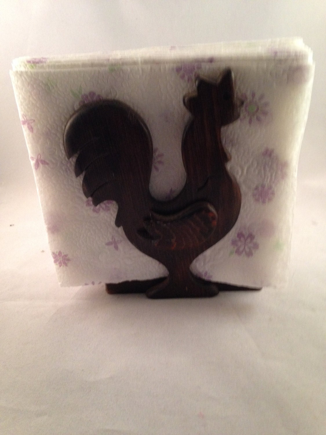 Vintage Wood Rooster Chicken Napkin Holder Haute Juice