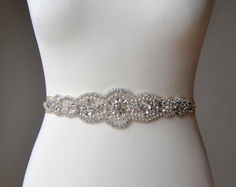 19" Wedding Dress Sash Belt, Luxury Crystal Bridal Sash, Rhinestone Sash, Rhinestone Bridal Bridesmaid Sash Belt, Wedding dress sash