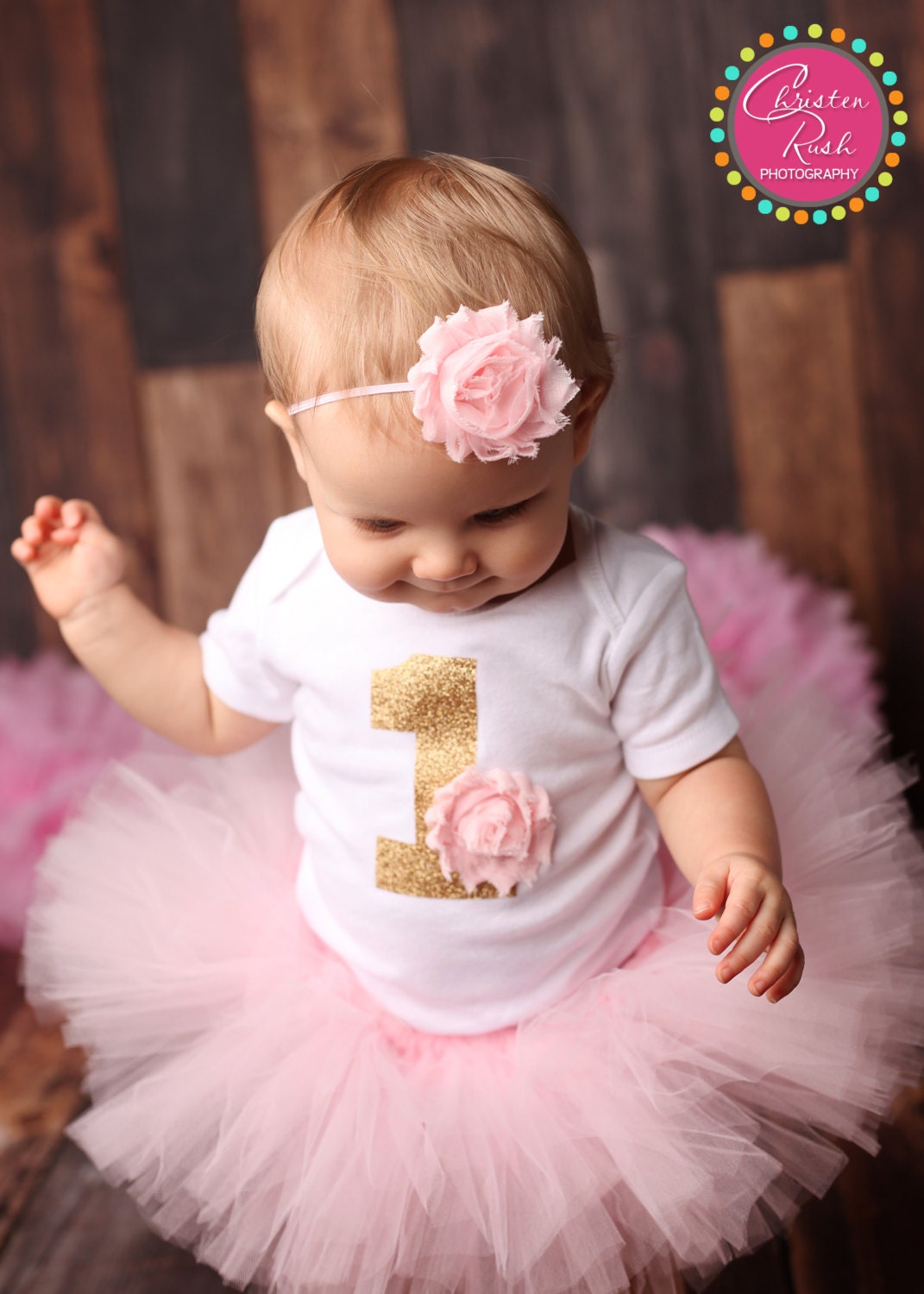 Pink Baby Girl s First Birthday Outfit Shabby by belleNwhistle