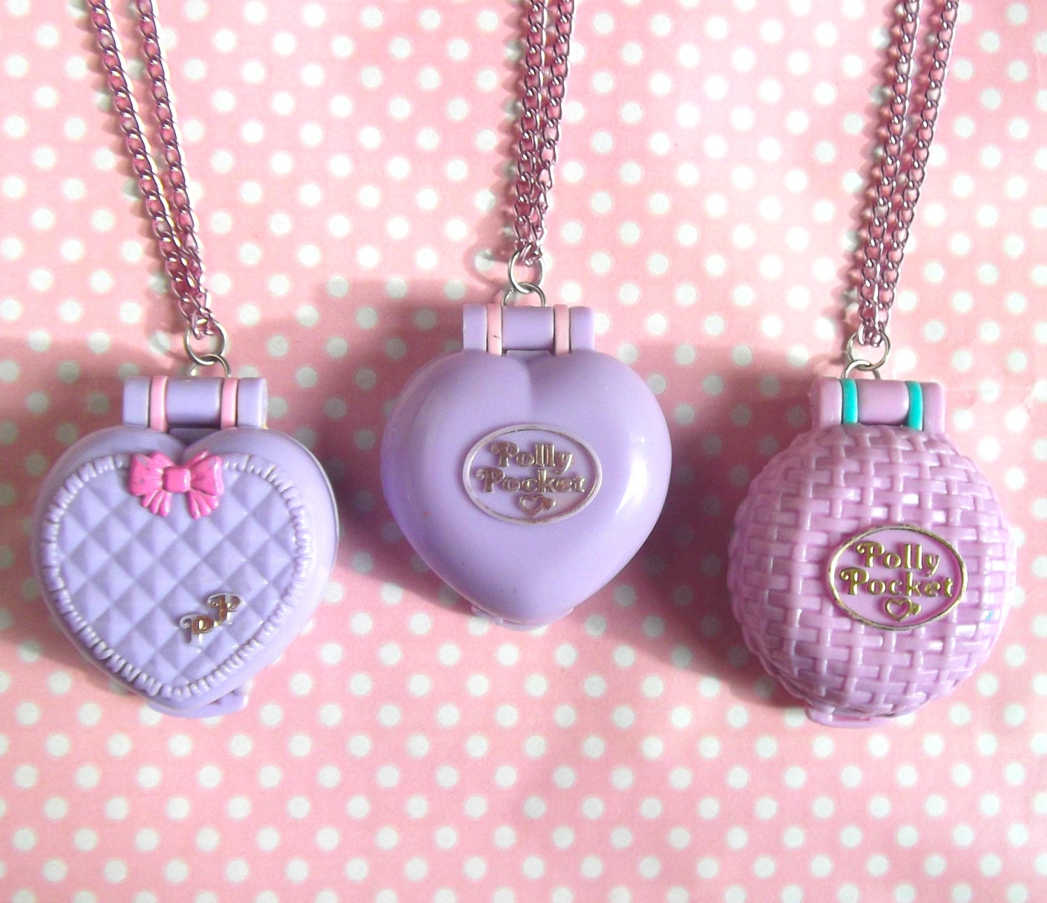 RESERVED 90s Polly Pocket Lilac Photo Locket Necklace