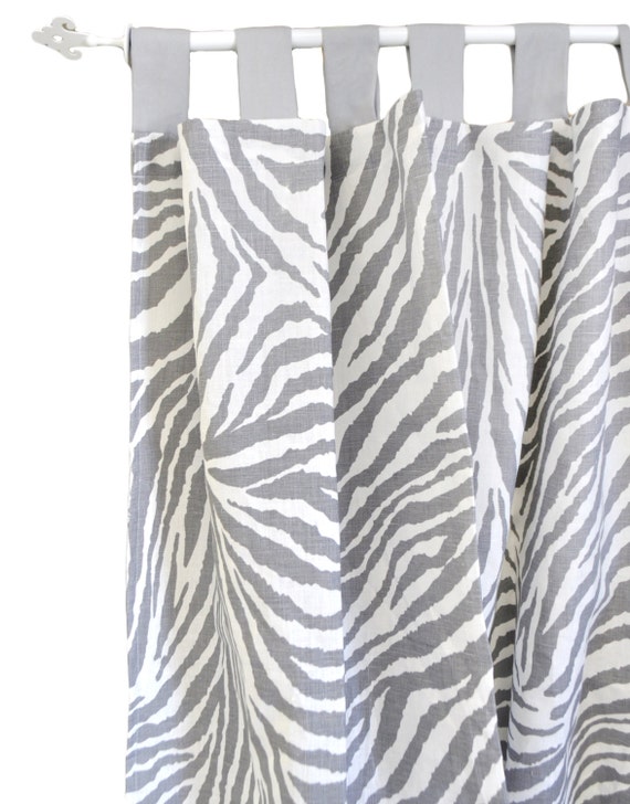 Gray Animal Print Linen Curtain Panels for Nursery or Kid's Room ...