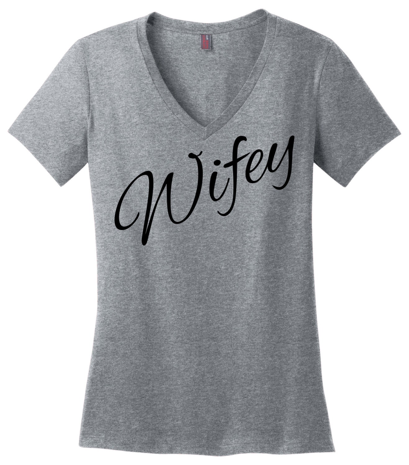 Wifey Deep V-Neck Jersey Tee gift Christmas Best Wife Ever