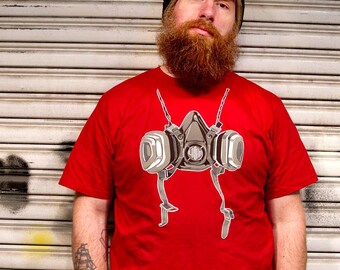 Respirator Mask - Men's Dark Red T Shirt