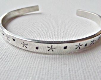 Sterling silver cuff bracelet, Sterling silver bangle, Patterned silver cuff, Adjustable silver cuff,Hallmarked Silver cuff, Made in UK