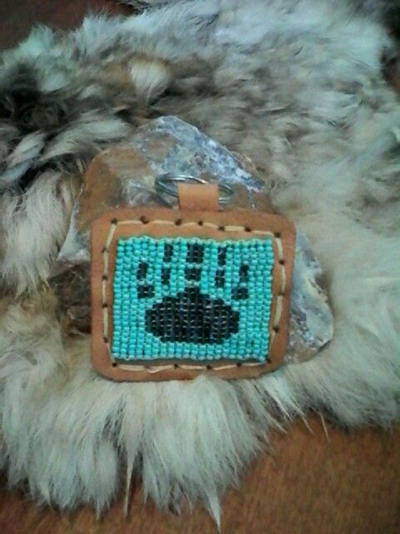 Beaded bear claw keychain native made key fob by DuckletsHut