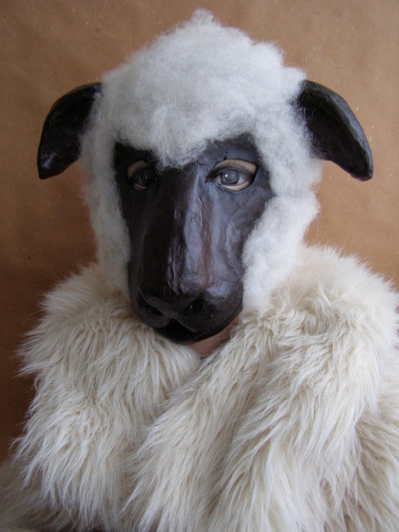Masquerade mask Paper mache mask Sheep mask Animal by EpicFantasy