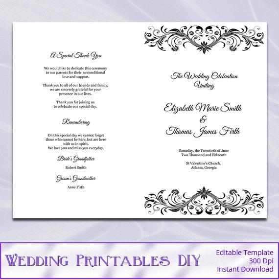 wedding-program-booklet-template-black-and-white-diy
