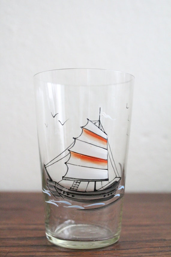 vintage drinking glass sailing ship Ahlbeck Baltic Sea