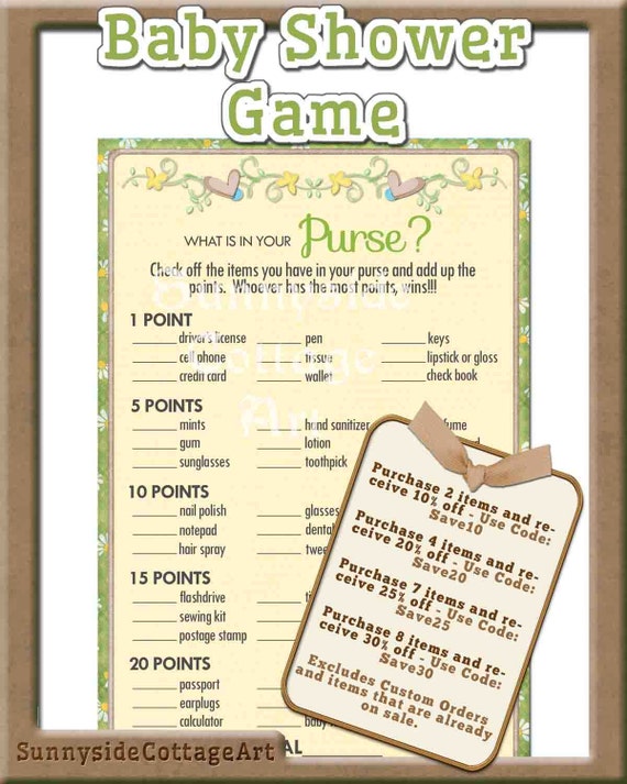 Baby Shower Game yellow printable baby by SunnysideCottageArt