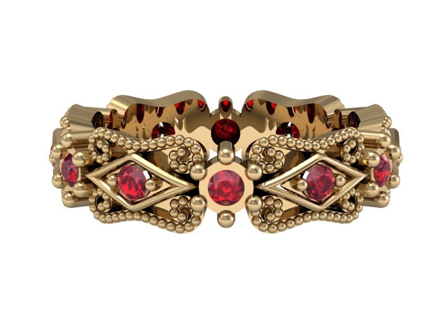 Custom Ruby Eternity Ring14k Yellow Gold Eternity by SargosJewelry