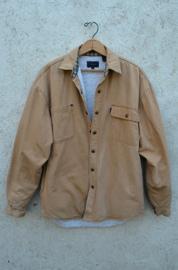 Items similar to Mens Roper Jacket | Tan Fleece Lined Work Coat | Mens ...
