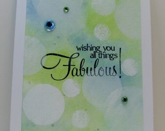 Handmade, Stamped, Birthday Card, Good Luck Card, Friendship Card, Bokeh Card