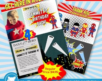 50% OFF SALE Superhero Invitation / Spiderman Invitation for Supherhero Birthday Party / Superhero Invite - Digital Download File