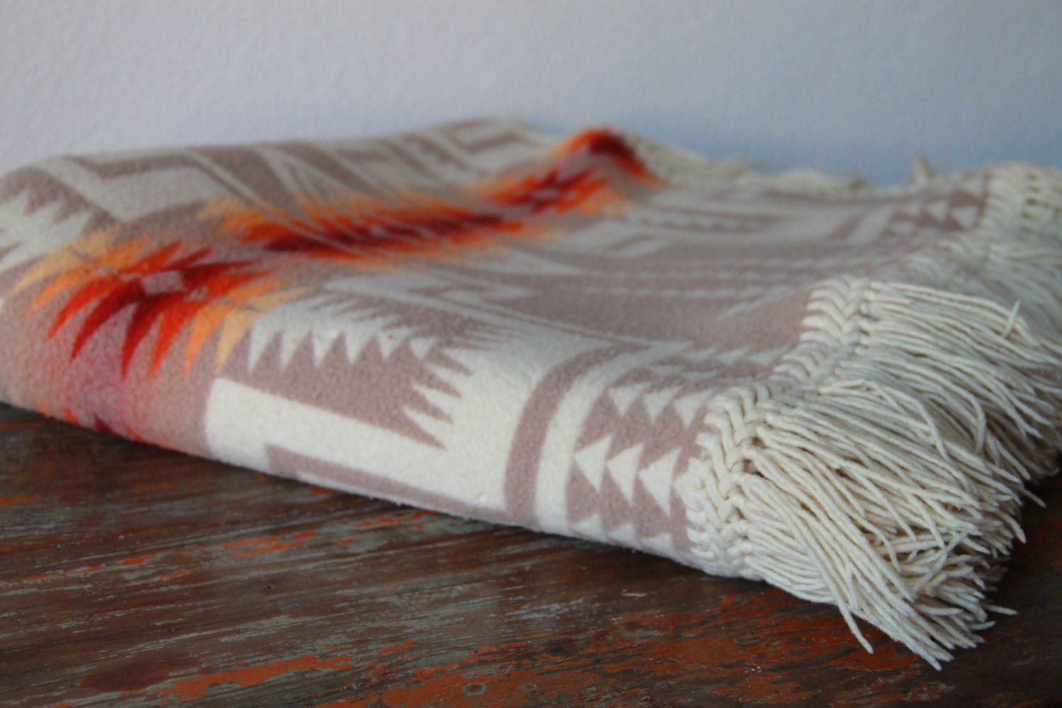 Vintage Pendleton Blanket Reversible with Fringe