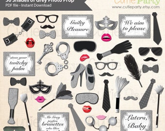 50 Shades of Grey Theme Party Photo Booth Prop, 50 Shades of Grey Photo Booth Prop, Instant Download, Party Printable