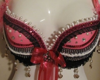 CLEARANCE! Pretty in Hot Pink Sexy Bra, Outfit, Costume for Rave, Edc, EDM, Parties, Festivals, Halloween
