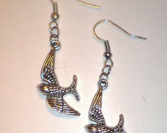 Free as a Bird Earrings , Seagull Earrings , Flying Bird Earrings , Swallow Earrings , Silver Earrings , Handmade Jewelry