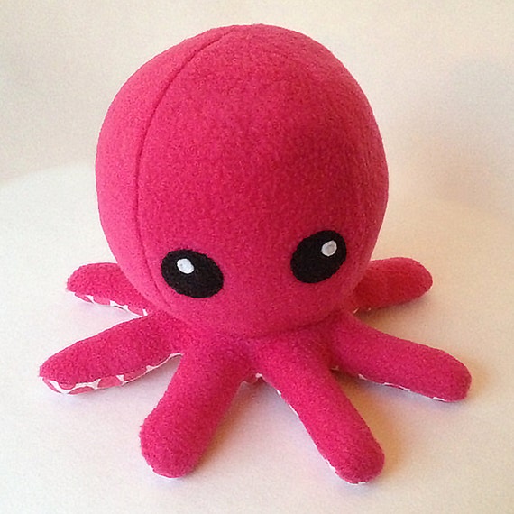 Cuddly Fleece Octopus Plush Dark Pink by TheBottleCapPixie