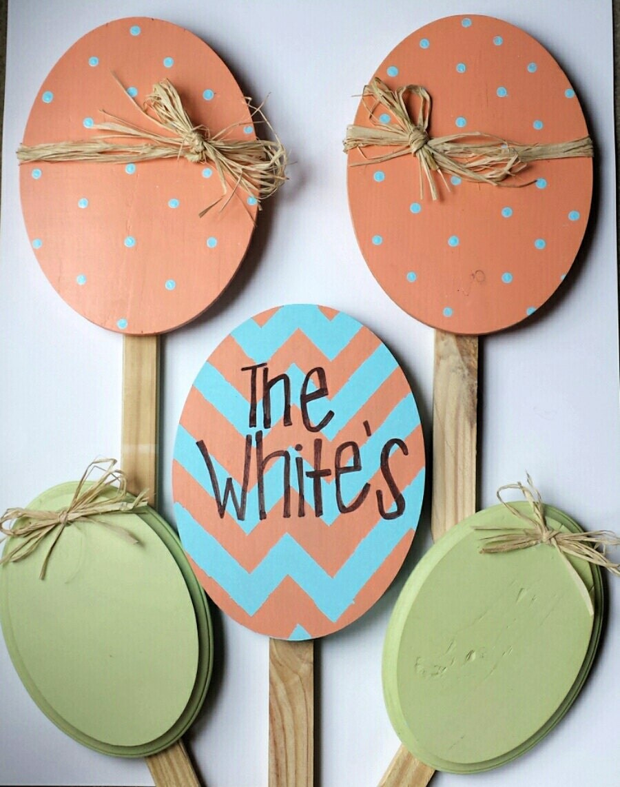 Easter Yard Art Wood Yard Art Easter Egg Yard Art Set of 5