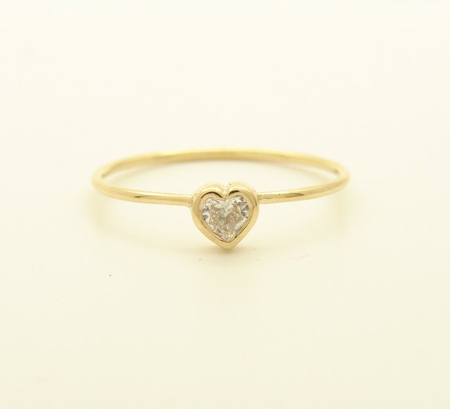 Gold Diamond Engagement Ring Simple Diamond Ring Heart