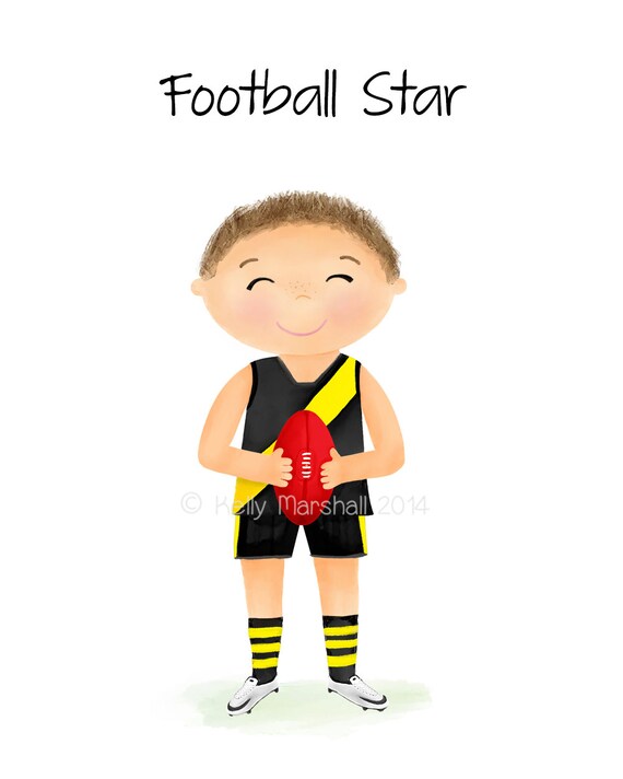 Australian Football Childrens Art Print AFL by SweetCheeksImages