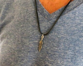 Men's Necklace - Men's Feather Necklace - Men's Silver Necklace - Mens Jewelry - Necklaces For Men - Jewelry For Men - Gift for Him