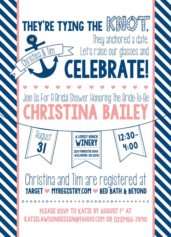 Tying The Knot Nautical Bridal Shower Invitation Design