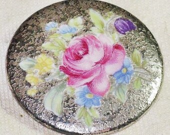 Antique Vintage Rosenthal Hand Painted Porcelain Rose Brooch Pin (B-3-4)