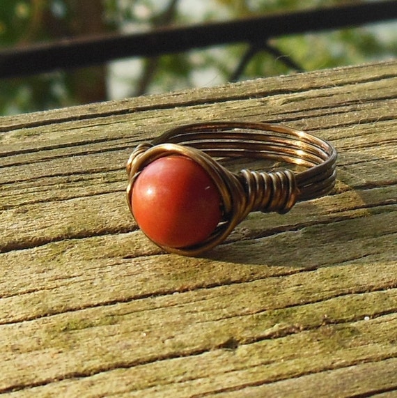 Red Jasper Stone Ring 7.25 7 1/4 Antique By MySoulCanDance