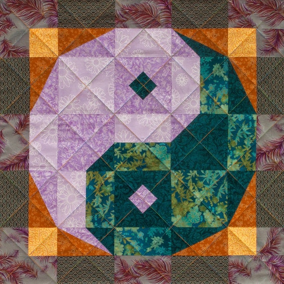Yin Yang Checkerboard Patchwork Quilt Block Pattern