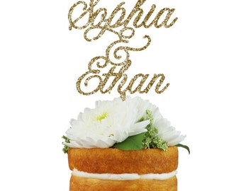 Custom Cake Topper- Double Name Cake Topper for Weddings and Couple Celebrations