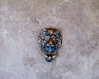 Vintage Brass Lion Head Lion Face Door Knocker Edwardian Door Furniture Home Decor