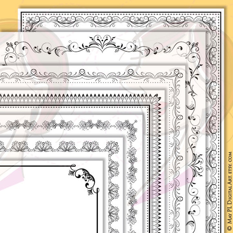 Decorative Page Borders 8x11 Stylish Frames by MayPLDigitalArt