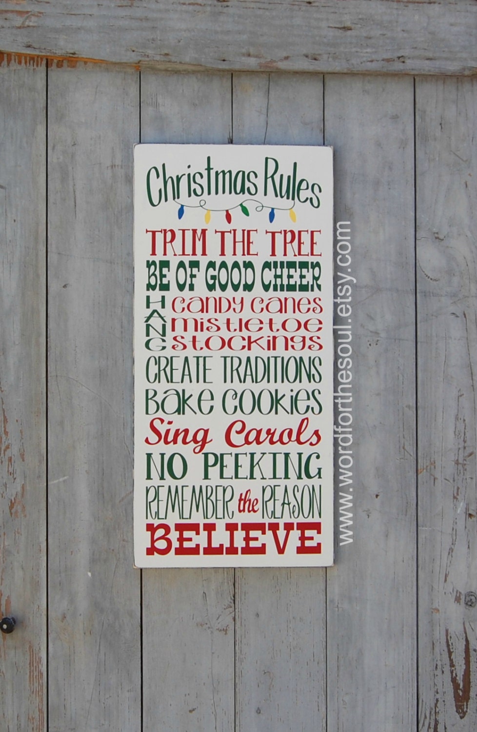 Christmas Rules Fun Christmas Sign Decor by WordsForTheSoul