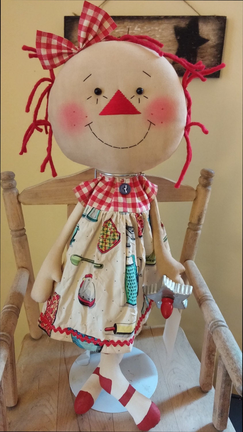 Vintage kitchen Annie raggedy ragdoll soft doll plush fabric