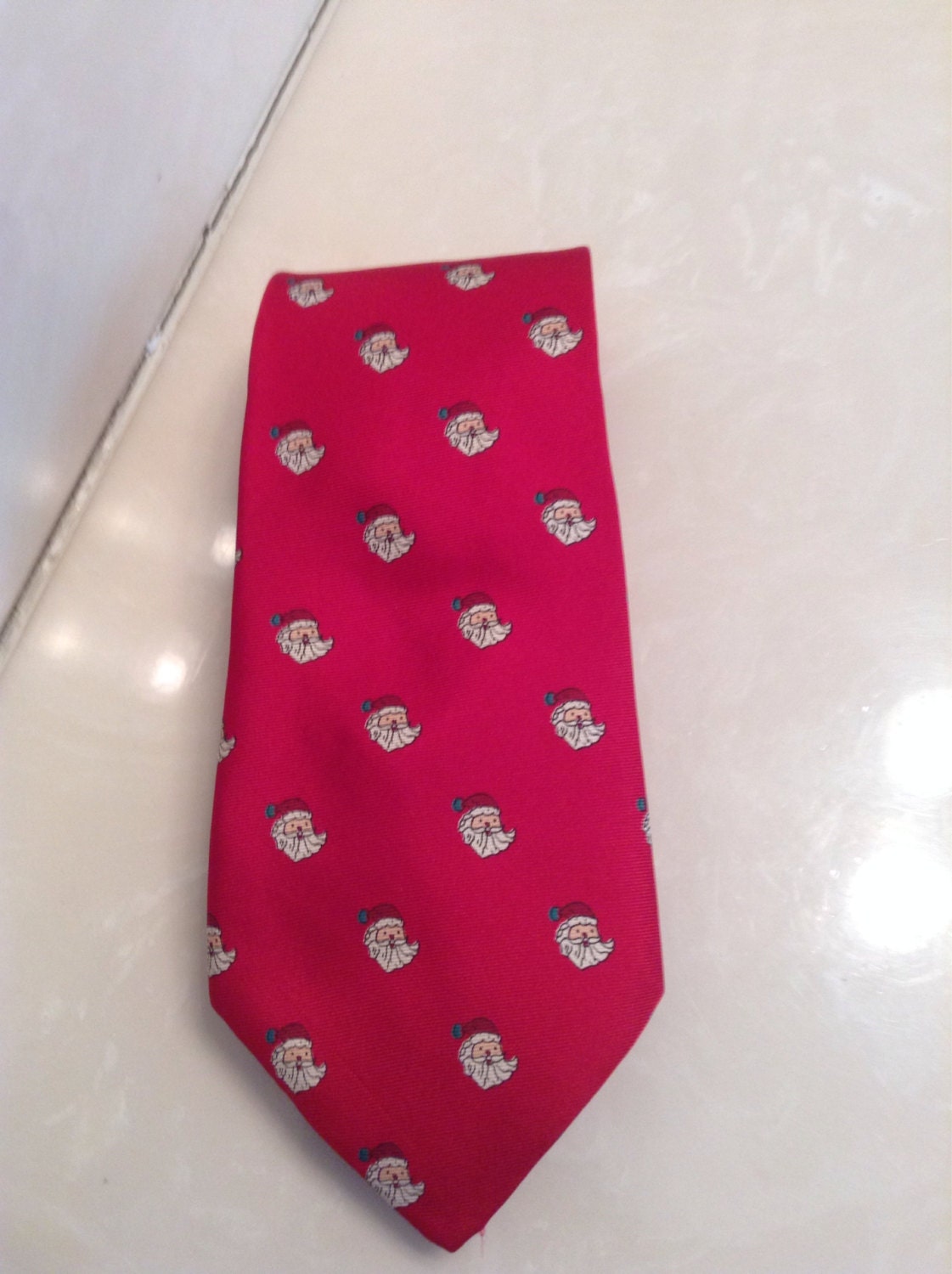 Red Santa Claus Christmas Necktie / 1980s John Henry Silk Red Holiday ...