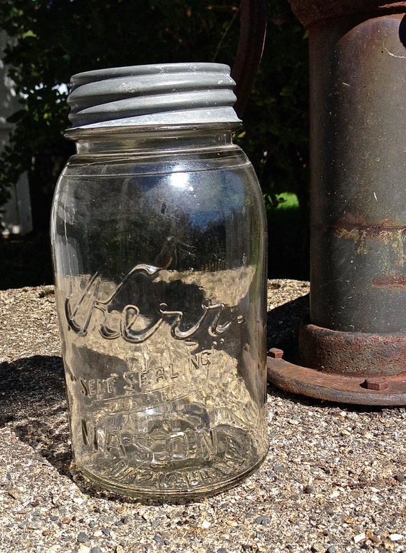 Antique Kerr Self Sealing Mason Jar with Zinc Lid
