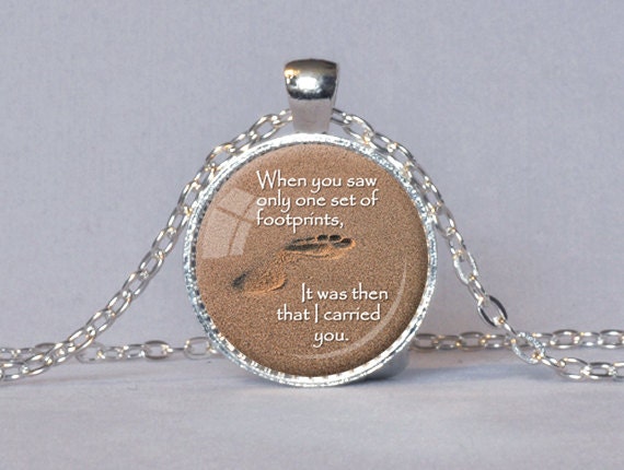 FOOTPRINTS in the SAND NECKLACE Christian Jewelry Jesus Quote Gift for ...