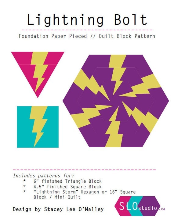 Lightning Bolt Quilt Block Pattern Foundation paper piecing