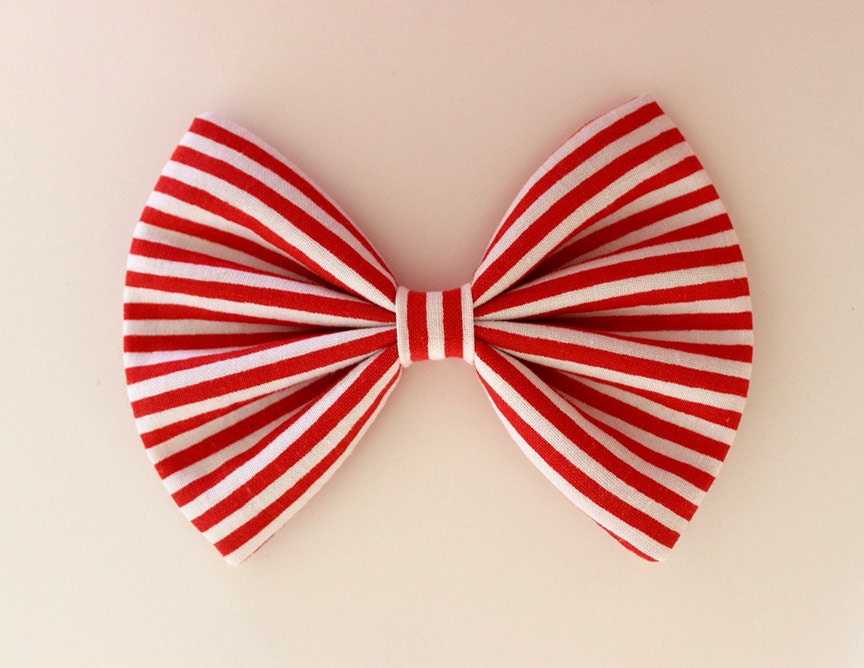 4.5 red and white striped hair bow red stripe bow