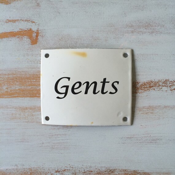 Antique 1930's porcelain enamel 'Gents' metal sign by ShopKingDude