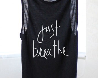Just Breathe - Yoga Shirt - Flowy tank - Yoga Top - Yoga Clothes - Cat Shirt - Yoga Cat Shirt - Yoga Cat - Yoga - Cat Tank