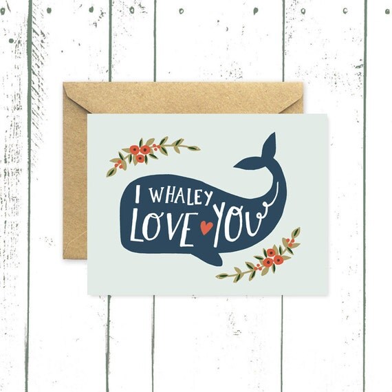 Whale Card Valentines Day Card I Whaley Love You By Augustandoak 4805