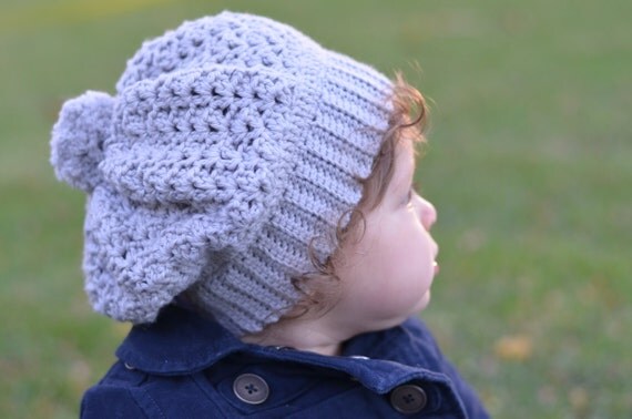 Items similar to Crocheted Slouchy Baby Hat // Infant Winter Cap ...