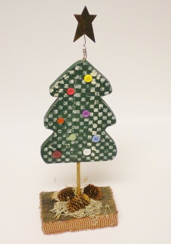 Items similar to Christmas Tree, Painted Folk Art Tree, Primitive
