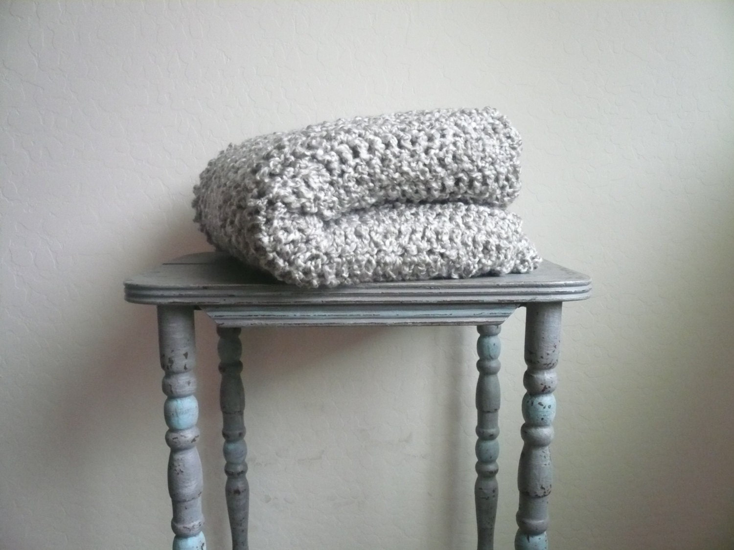 Silver Grey Throw Blanket Crochet Blanket by ThePrairieBoutique