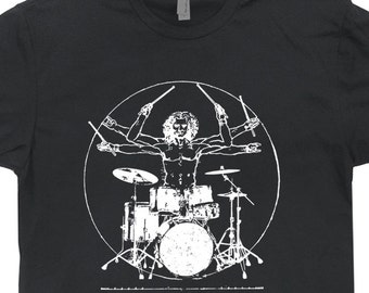Drums T Shirts Da Vinci Drummer T Shirts Vintage Rock Band T Shirts Cool Vintage Drums Shirt Saying Drum Player Tee Mens Womens Kids Tees