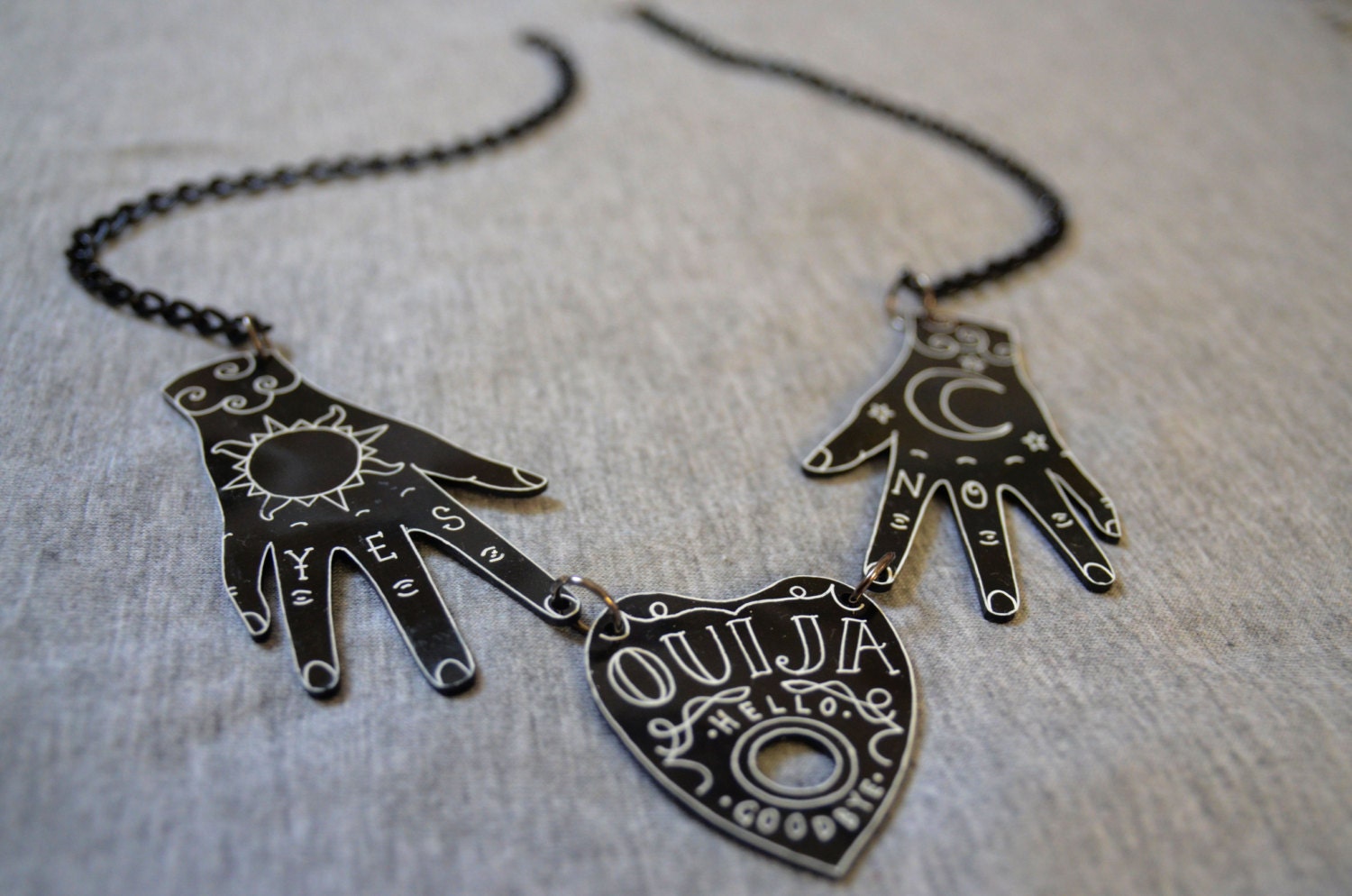 Ouija Necklace. Ouija Board. Planchette. Hands. by MisfitMakes