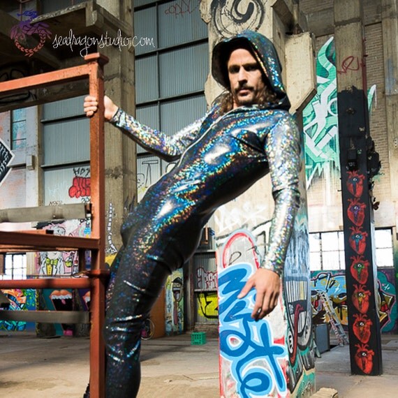 Holographic Mens Festival Jumpsuit 12 Colors by 